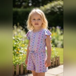 Floral Kids Dress - Purple